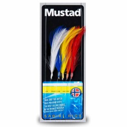 Mustad 5 Hook Coloured Cod Feathers  6/0