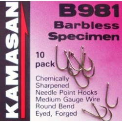 Kamasan B981 Barbless Specimen Eyed Hooks