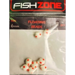 Fishzone 6mm Floating Beads Luminous W Red Dot
