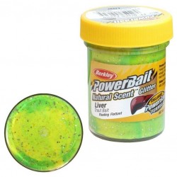 Berkley Powerbait Natural Glitter Trout Bait Liver Fluorescent Green Yellow