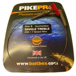 Pike Pro Semi Barbless Treble Single Hook Deadbait Trace