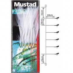 Mustad White Mackerel Feather Rig 5 Hook