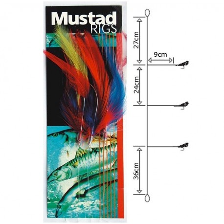 Mustad Coloured Cod Feather Trace 6/0 henrys