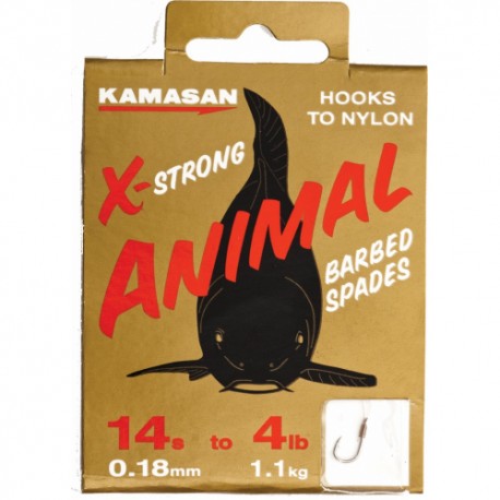 Kamasan X-Strong Animal Hooks To Nylon Barbed Spade henrys