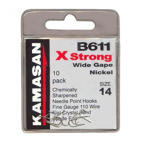Kamasan B611 X Strong Spade end wide gape Nickel Hooks henrys