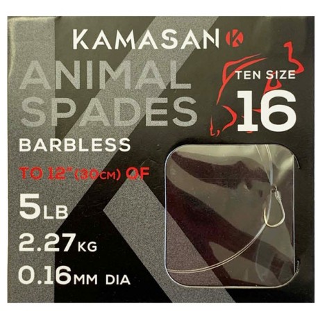 Kamasan Animal Spades Hooks To Nylon BARBLESS henrys