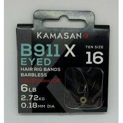 Kamasan B911X Hooks To Nylon Hair Rig Bands BARBLESS