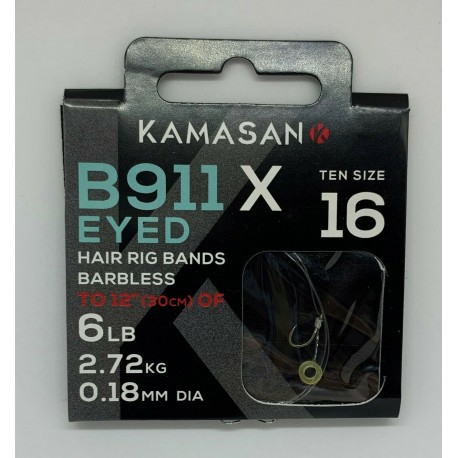 Kamasan B911X Hooks To Nylon Hair Rig Bands BARBLESS henrys