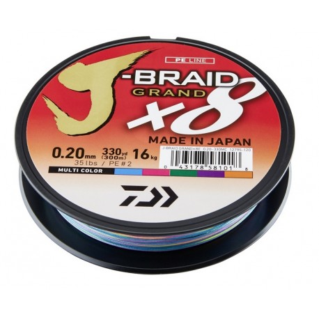 Daiwa J-Braid  X8  GRAND Braided Line Multicolour 300m henrys